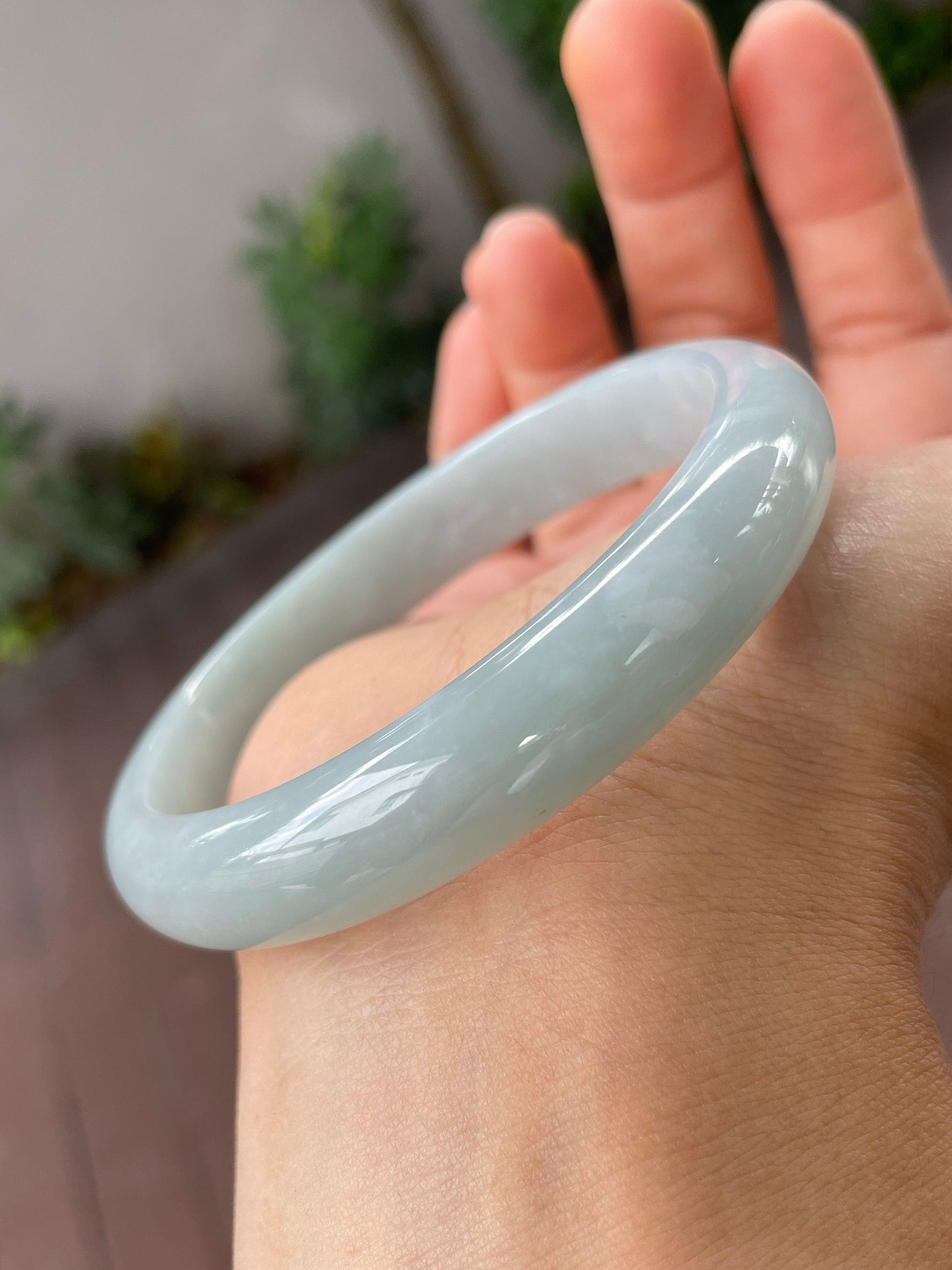 White Jadeite Bangle | 63mm (NJBA117)