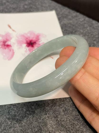 White Jadeite Bangle | 63mm (NJBA117)