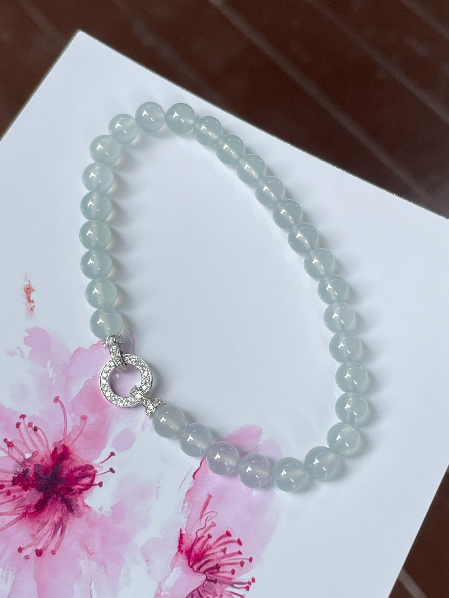 Glassy Jadeite Bracelet - Round Beads (NJBA116)