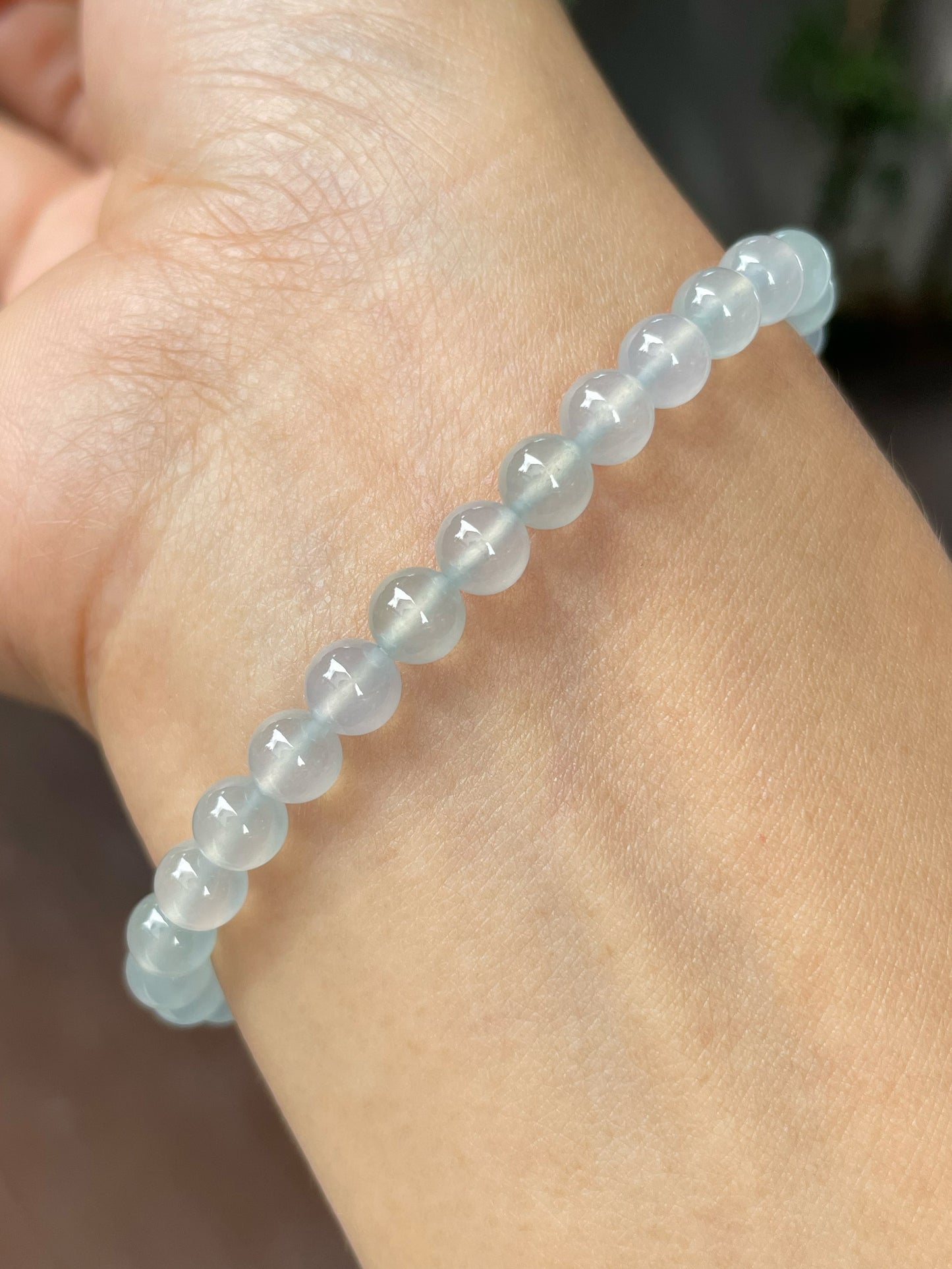 Glassy Jadeite Bracelet - Round Beads (NJBA116)