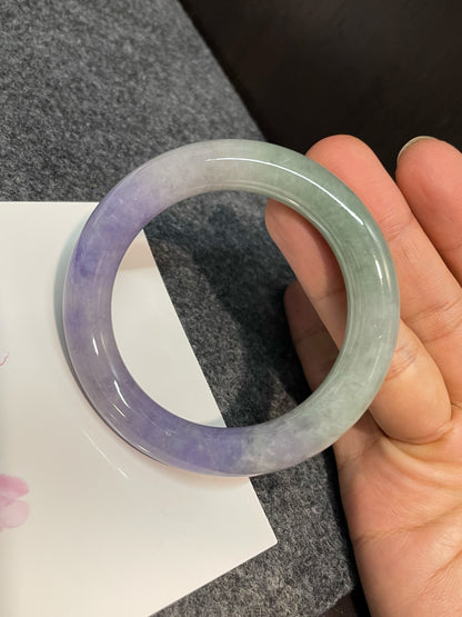 Lavender with Green Jade Bangle | 53mm (NJBA118)