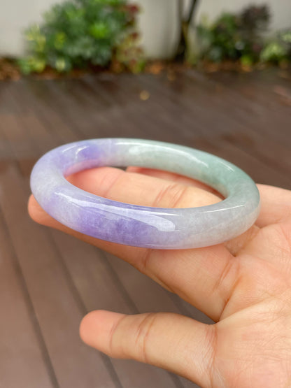 Lavender with Green Jade Bangle | 53mm (NJBA118)