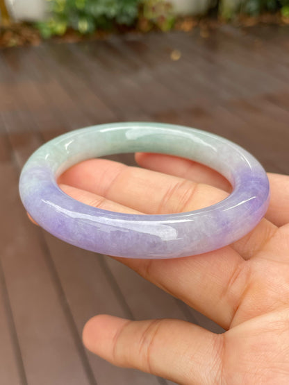 Lavender with Green Jade Bangle | 53mm (NJBA118)