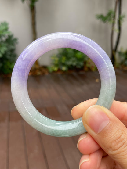 Lavender with Green Jade Bangle | 53mm (NJBA118)