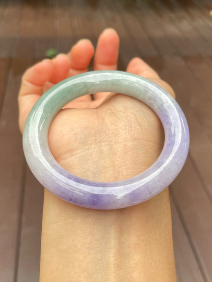 Lavender with Green Jade Bangle | 53mm (NJBA118)