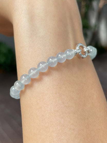 Glassy Jadeite Bracelet - Round Beads (NJBA116)