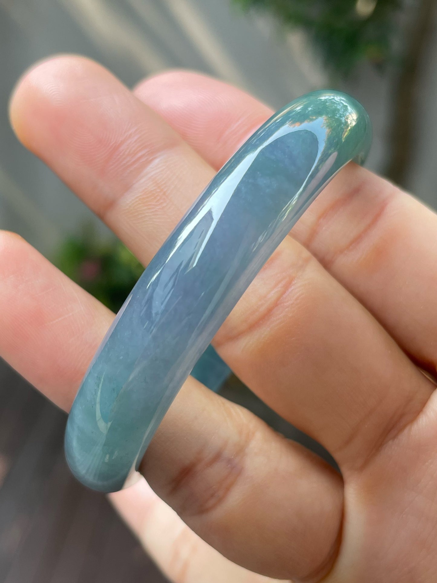 Lavender With Bluish Green Jade Bangle | 57mm (NJBA120)