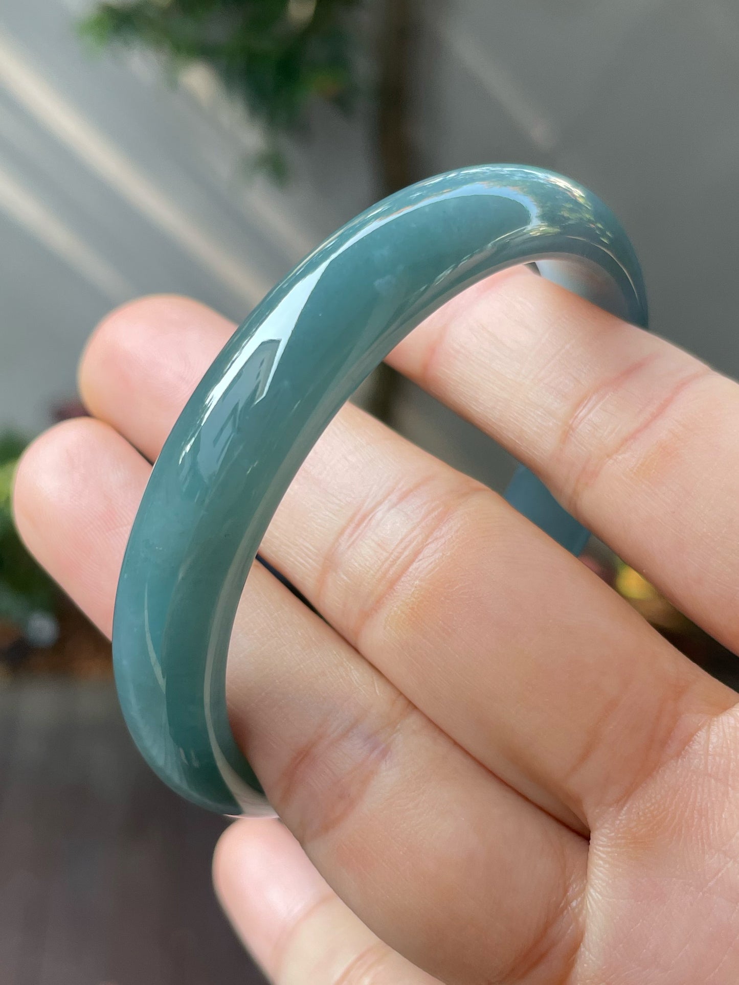 Lavender With Bluish Green Jade Bangle | 57mm (NJBA120)