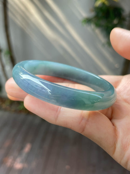 Lavender With Bluish Green Jade Bangle | 57mm (NJBA120)