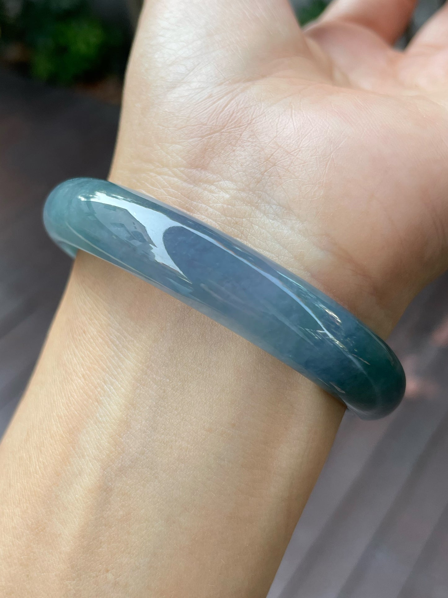 Lavender With Bluish Green Jade Bangle | 57mm (NJBA120)