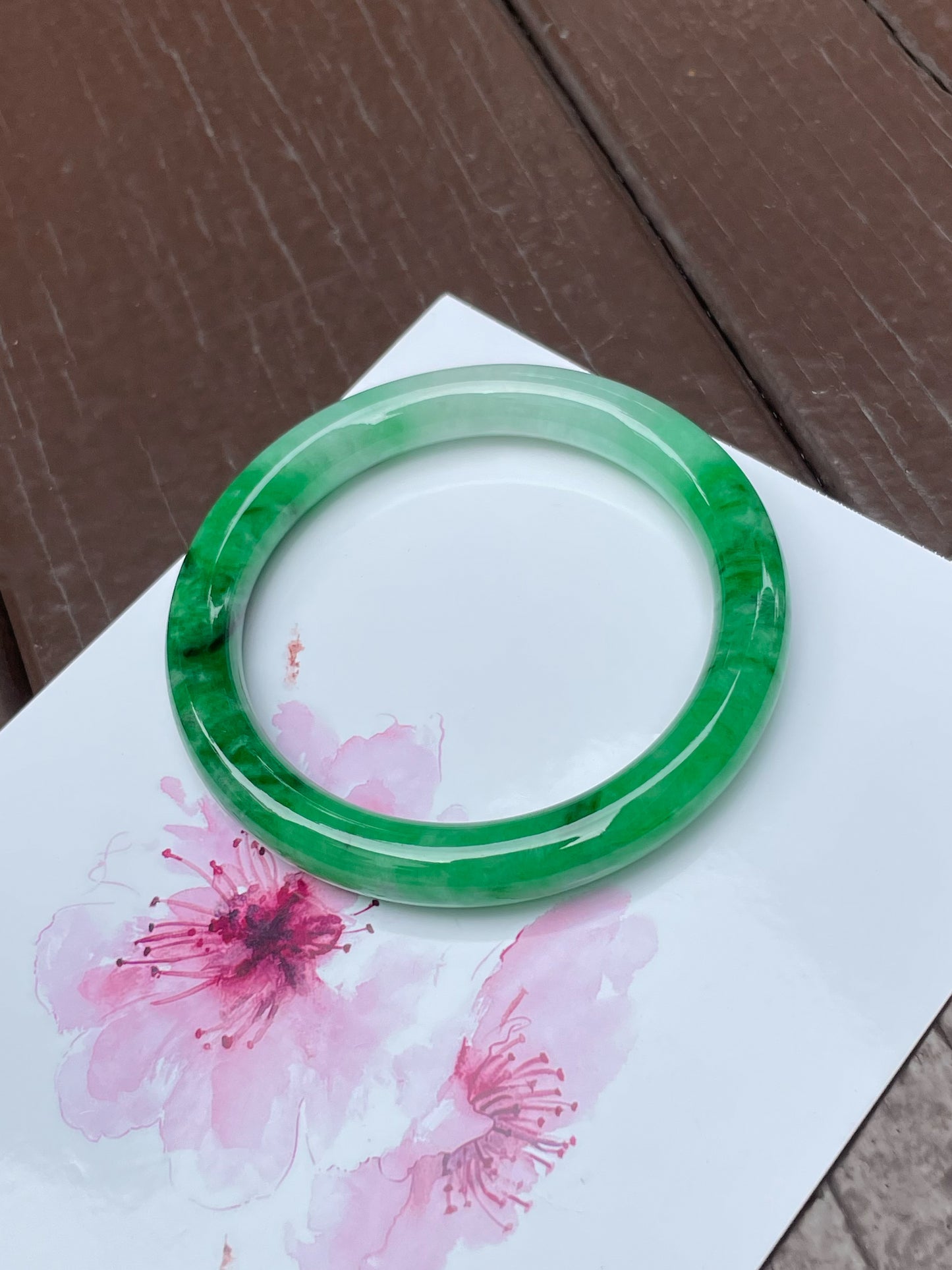 Green Jadeite Bangle | 53mm (NJBA121)