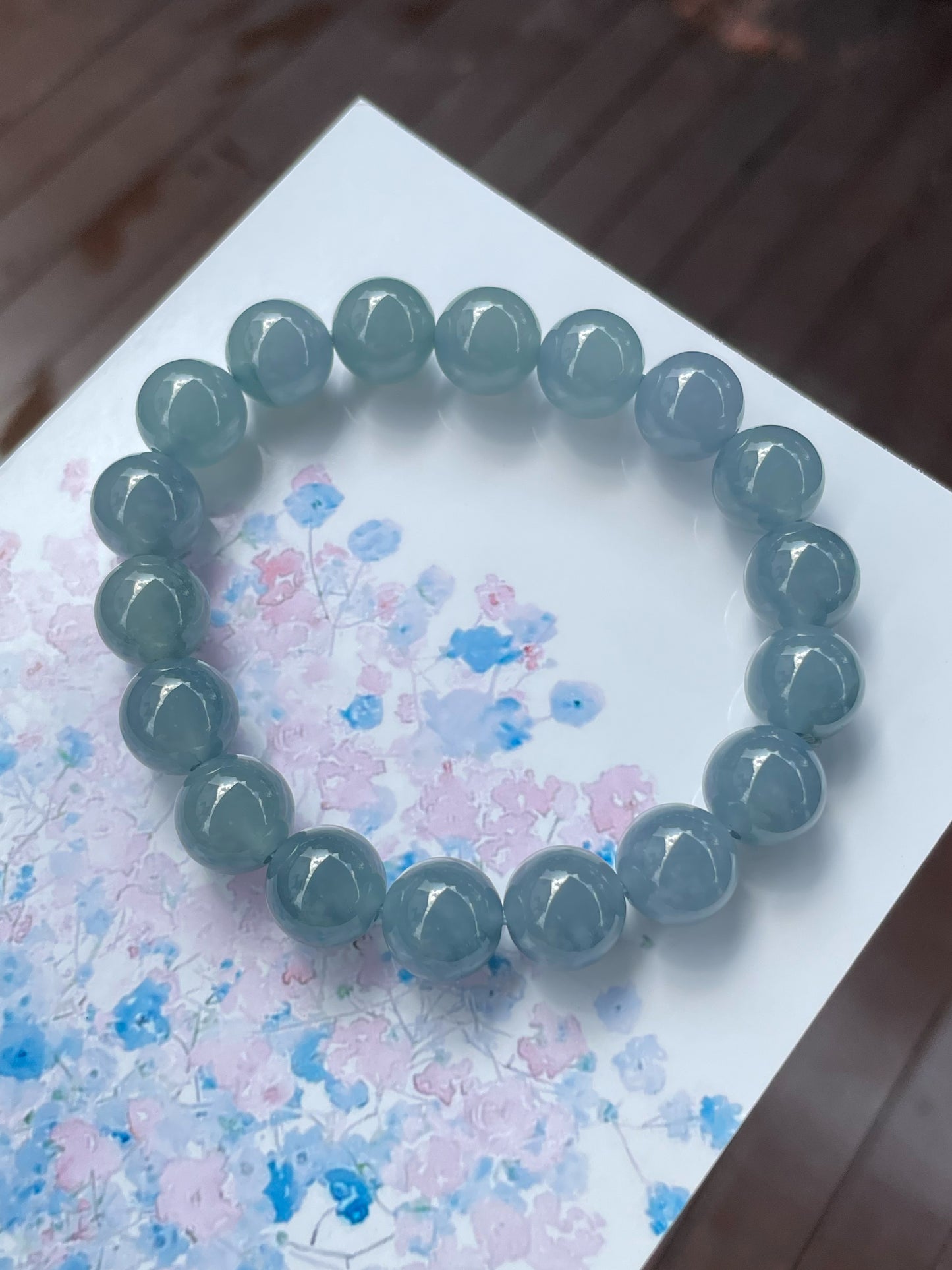 Icy Blue Jade Beads Bracelet (NJBA123)