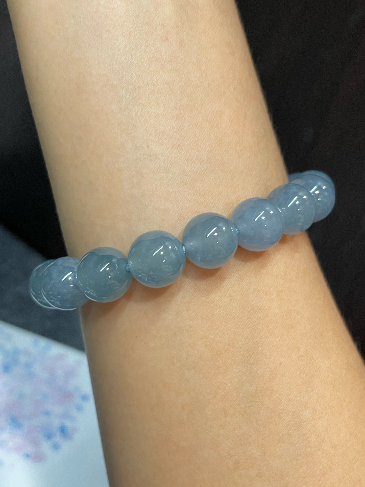 Icy Blue Jade Beads Bracelet (NJBA123)