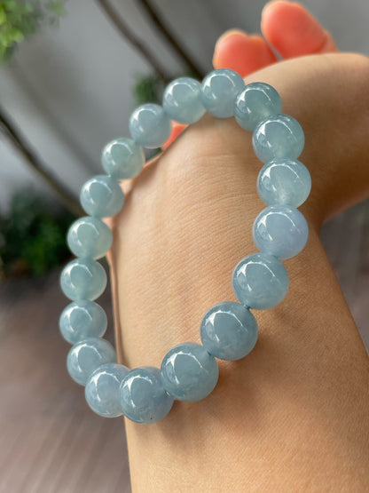 Icy Blue Jade Beads Bracelet (NJBA123)