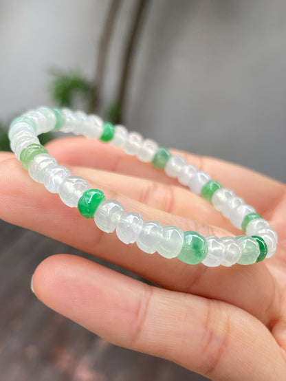 Icy Jadeite Bracelet - Lotus Beads (NJBA124)