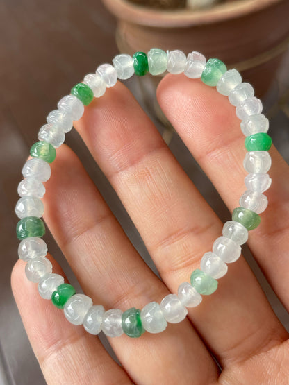 Icy Jadeite Bracelet - Lotus Beads (NJBA124)