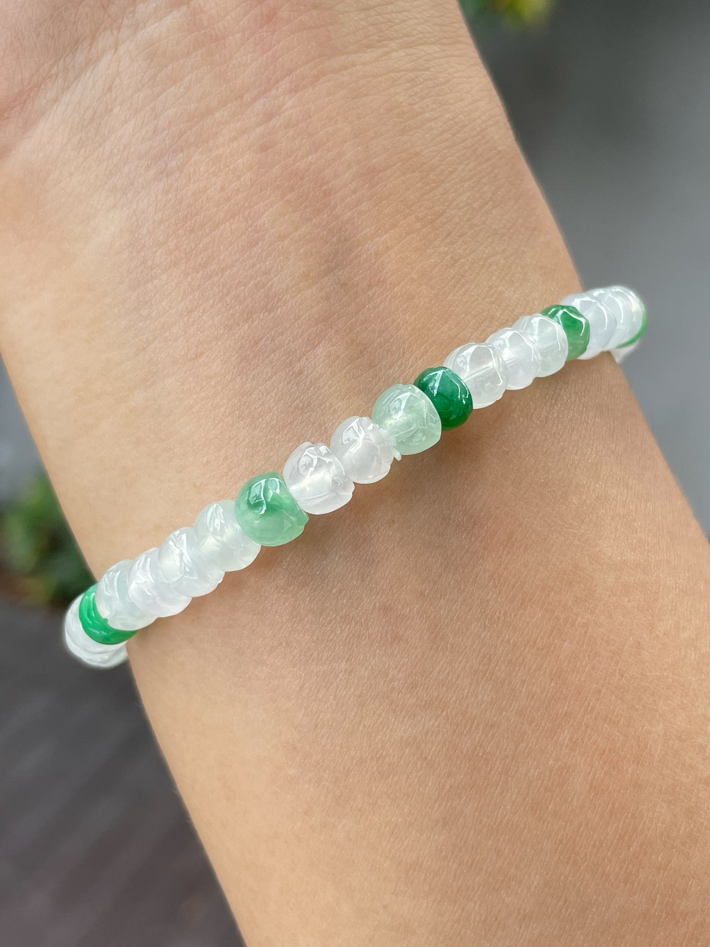 Icy Jadeite Bracelet - Lotus Beads (NJBA124)