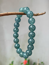 Load image into Gallery viewer, Greenish Blue Jade Bracelet - Round Beads (NJBA126)
