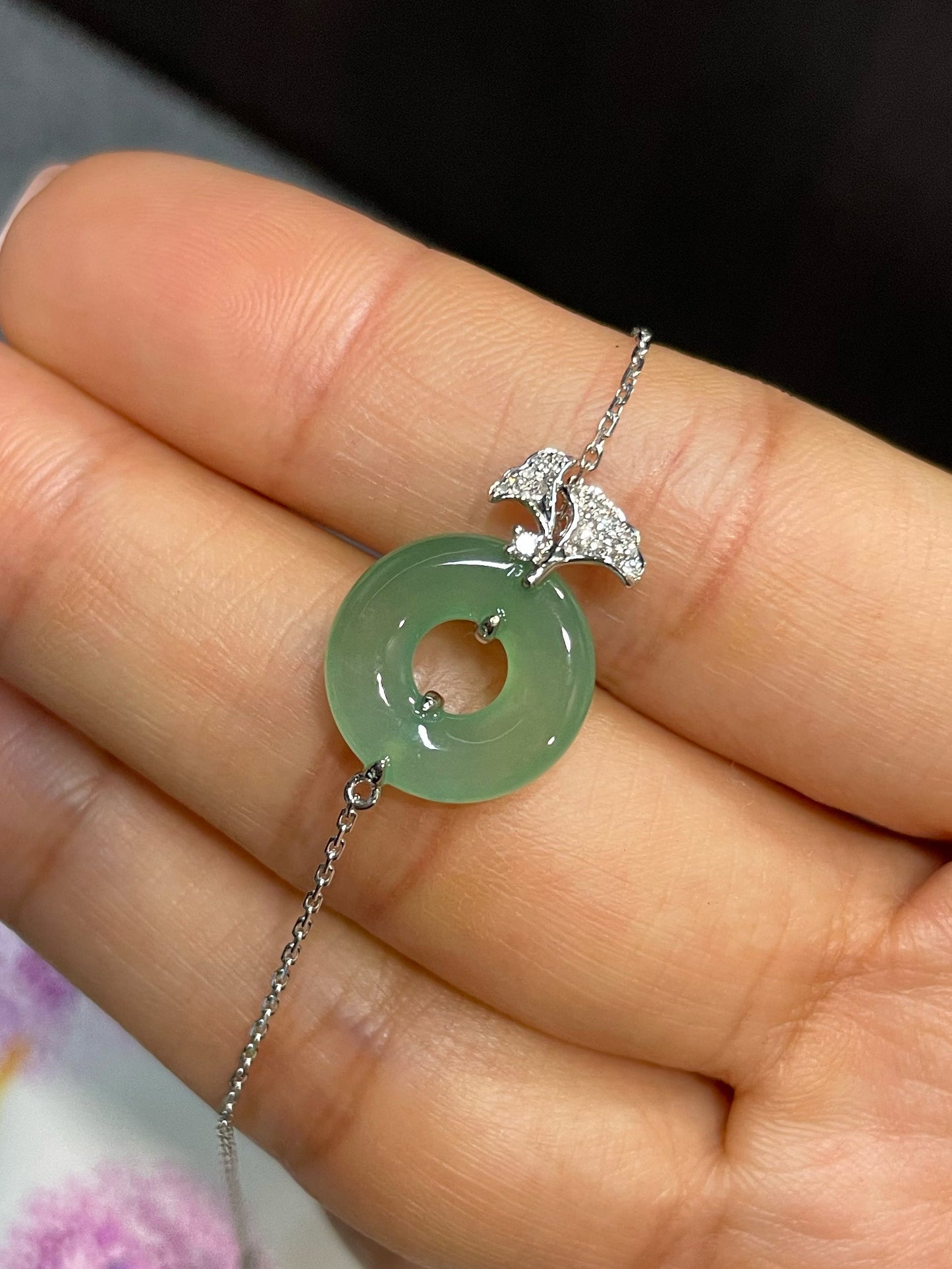 Icy Green Jadeite Bracelet - Safety Coin (NJBA128)