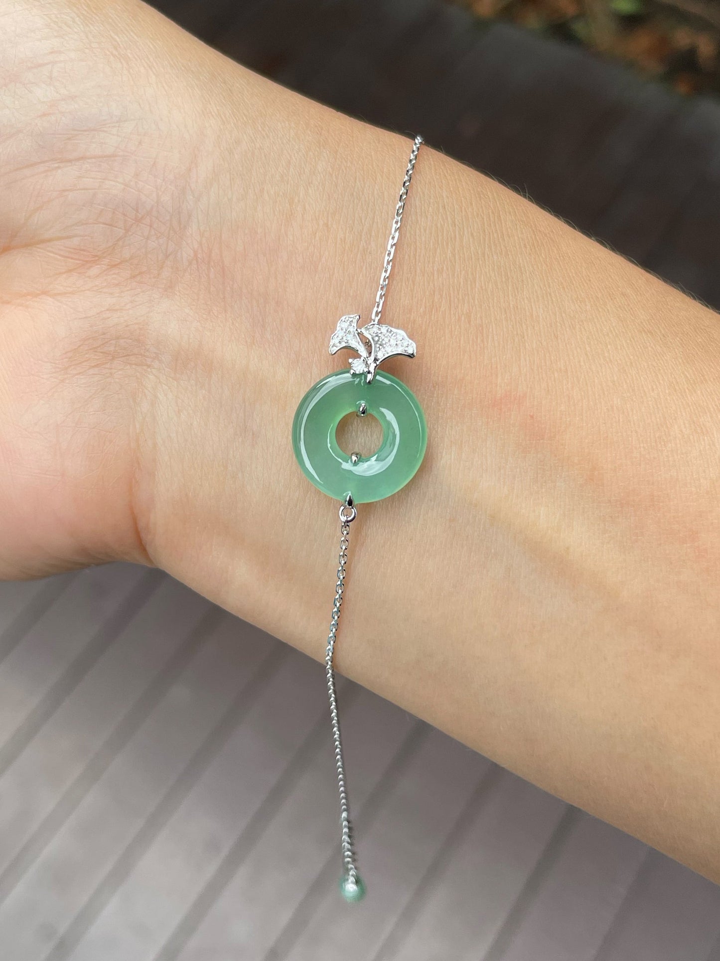 Icy Green Jadeite Bracelet - Safety Coin (NJBA128)