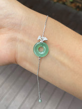 Load image into Gallery viewer, Icy Green Jadeite Bracelet - Safety Coin (NJBA128)
