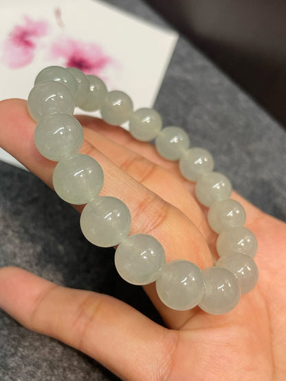 Icy Jadeite Bracelet - Round Beads (NJBA129)