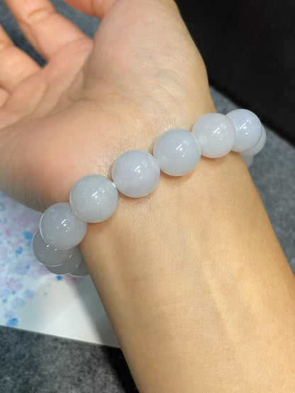 White Jadeite Bracelet - Round Beads (NJBA132)