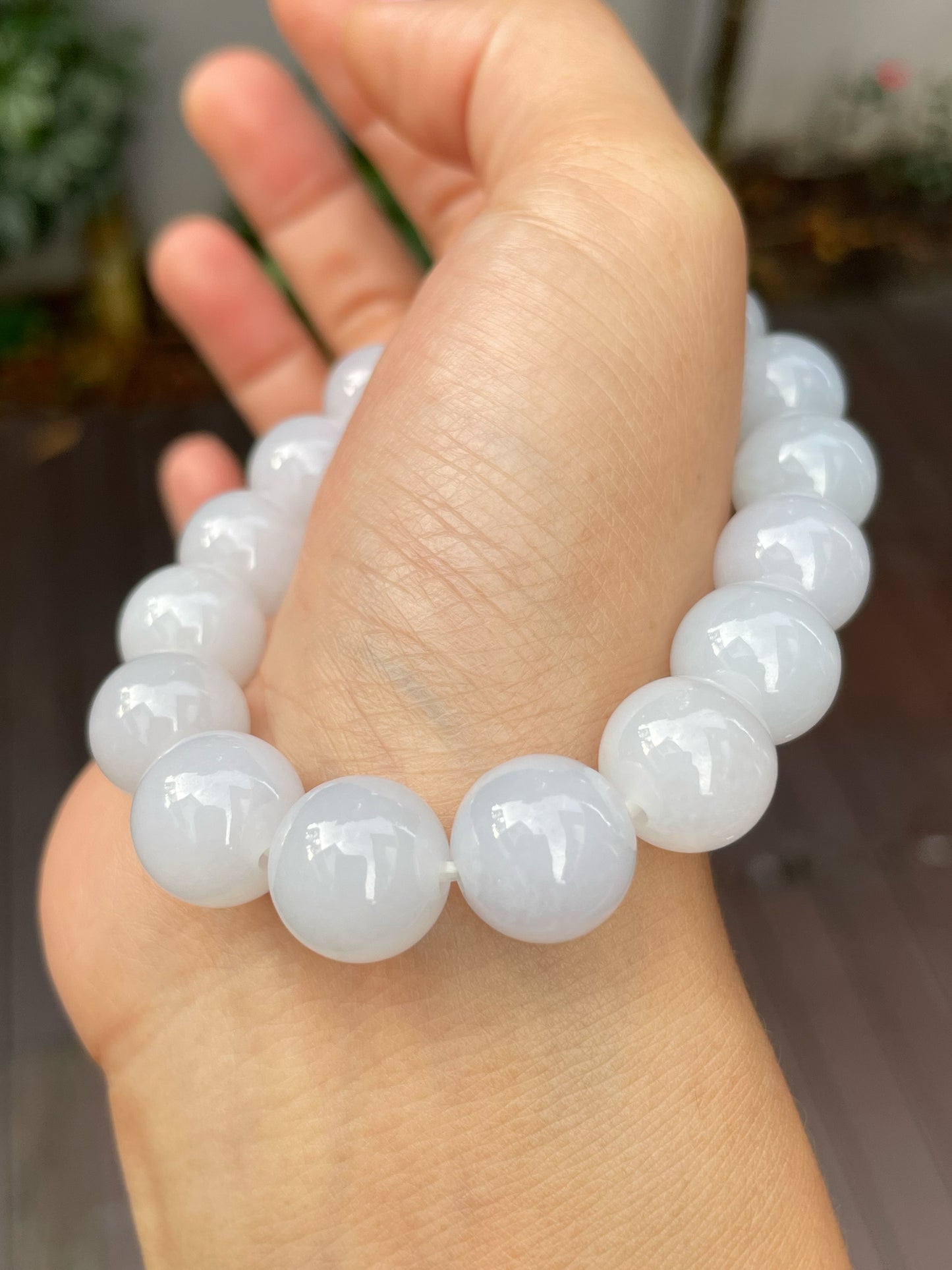 White Jadeite Bracelet - Round Beads (NJBA132)