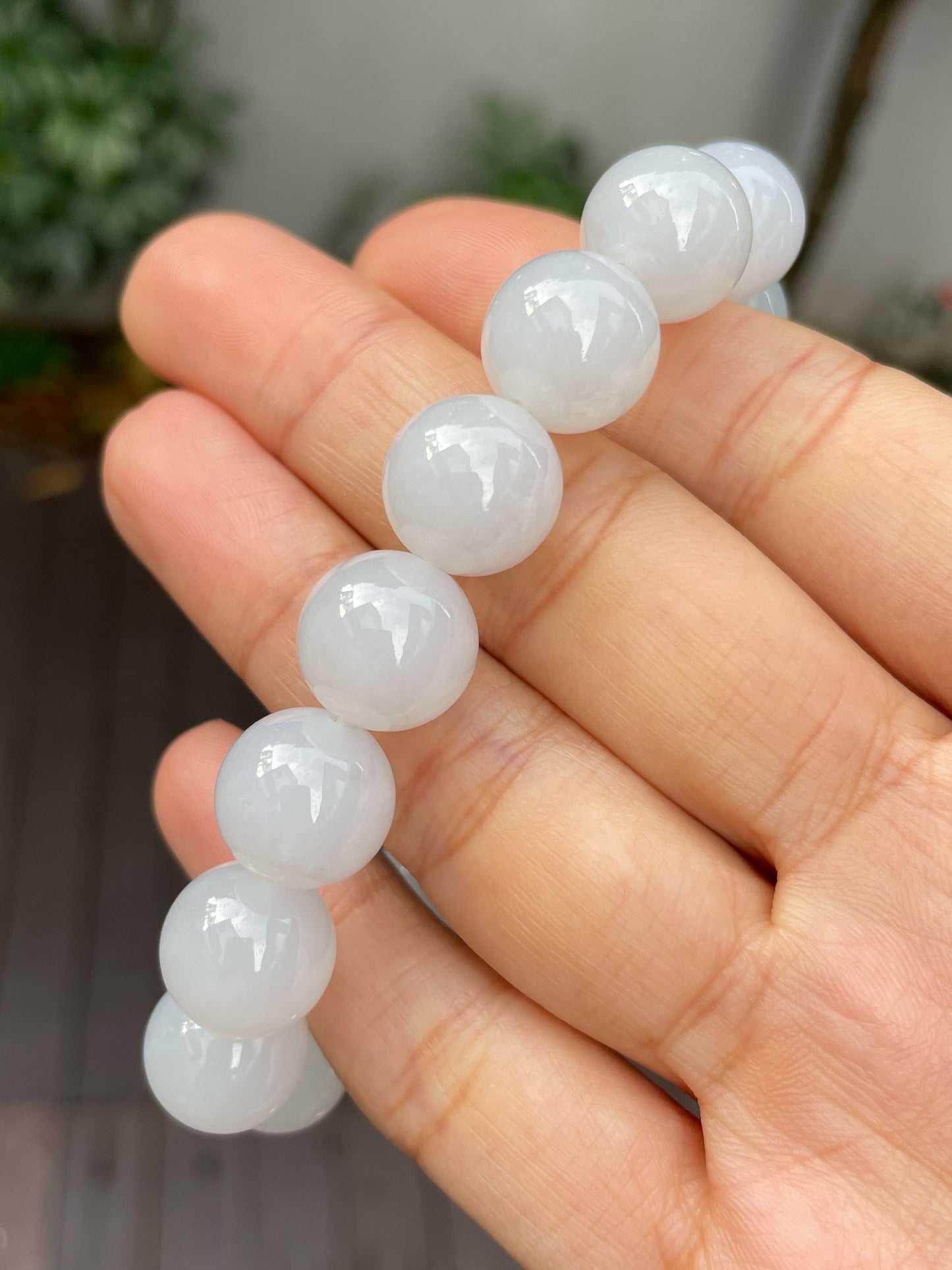 White Jadeite Bracelet - Round Beads (NJBA132)