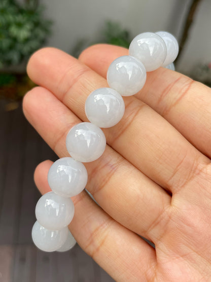 White Jadeite Bracelet - Round Beads (NJBA132)