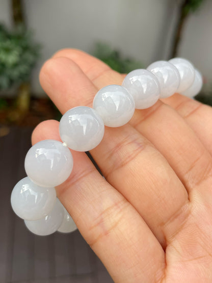 White Jadeite Bracelet - Round Beads (NJBA132)