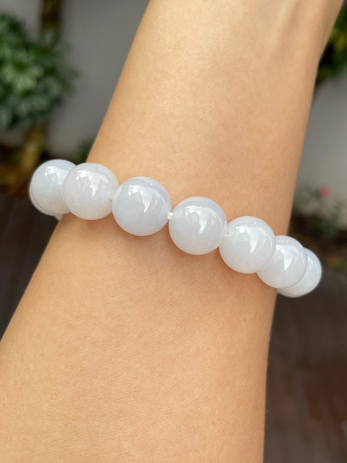 White Jadeite Bracelet - Round Beads (NJBA132)