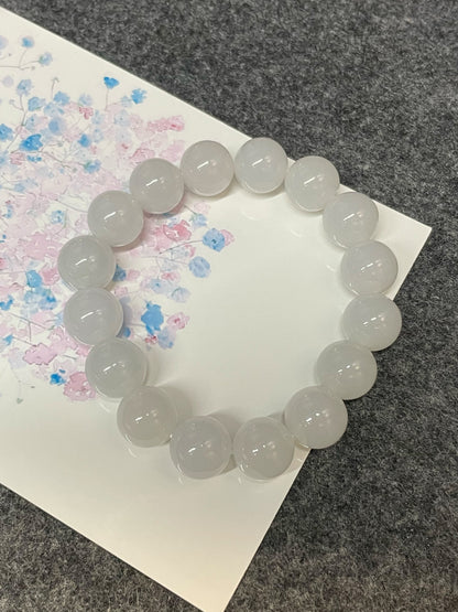 White Jadeite Bracelet - Round Beads (NJBA132)