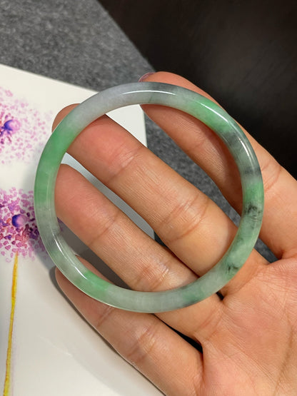 Black With Green Jade Bangle | 55mm (NJBA136)