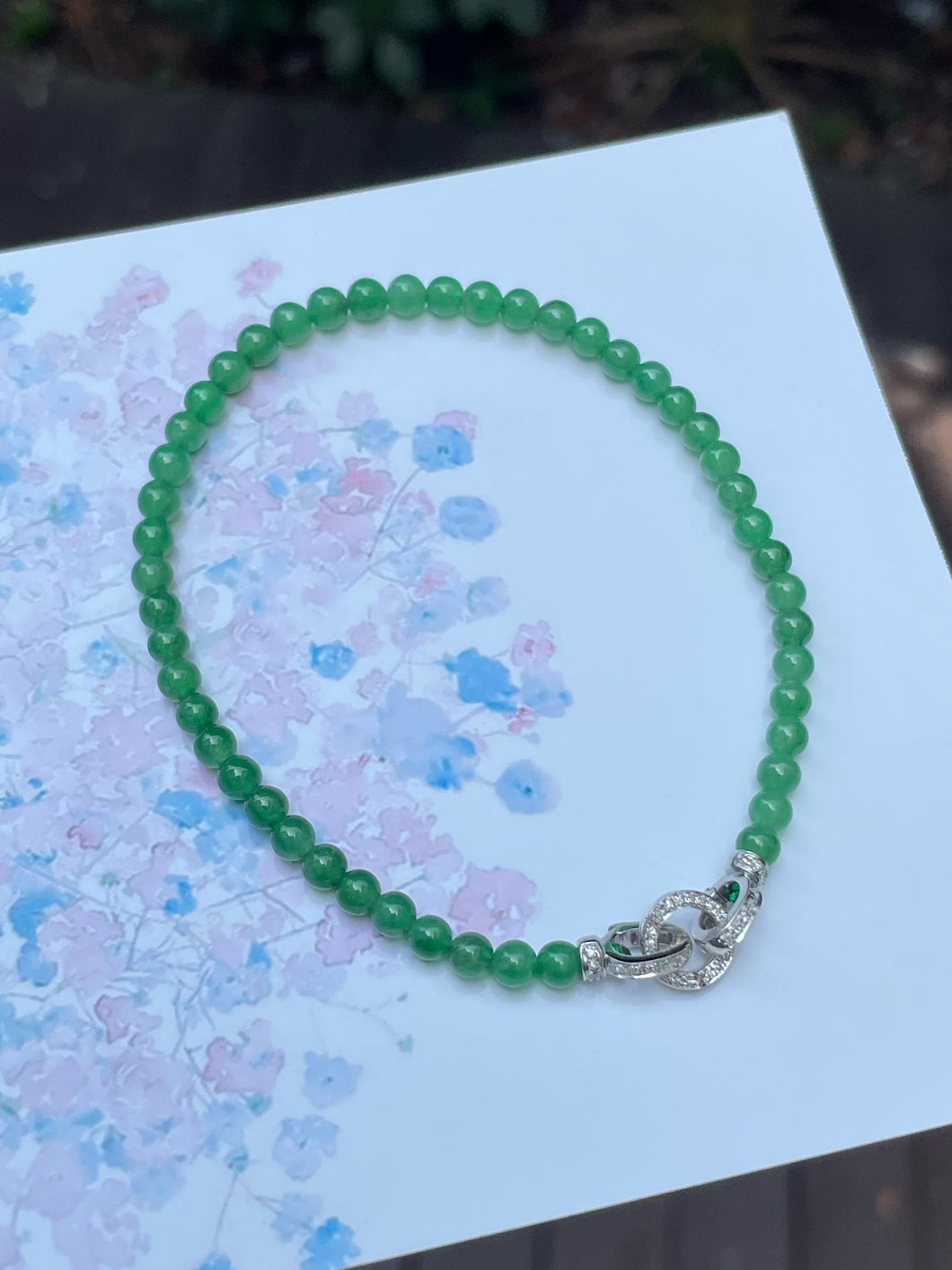 Green Jade Bracelet - Round Beads (NJBA138)