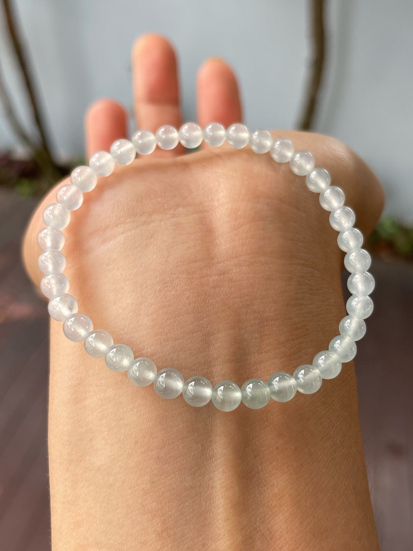 Icy Jadeite Bracelet - Round Beads (NJBA144)