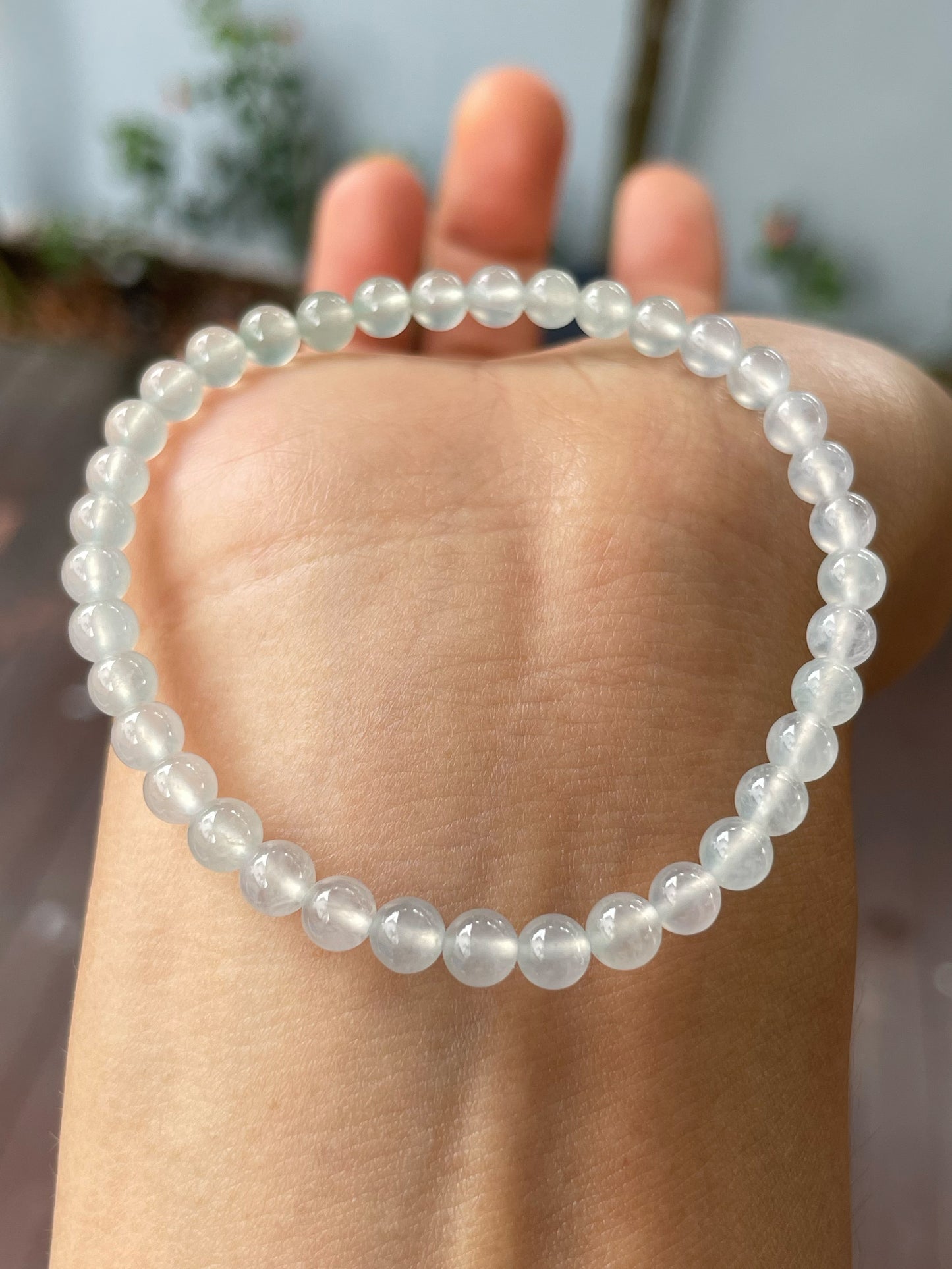 Icy Jadeite Bracelet - Round Beads (NJBA144)