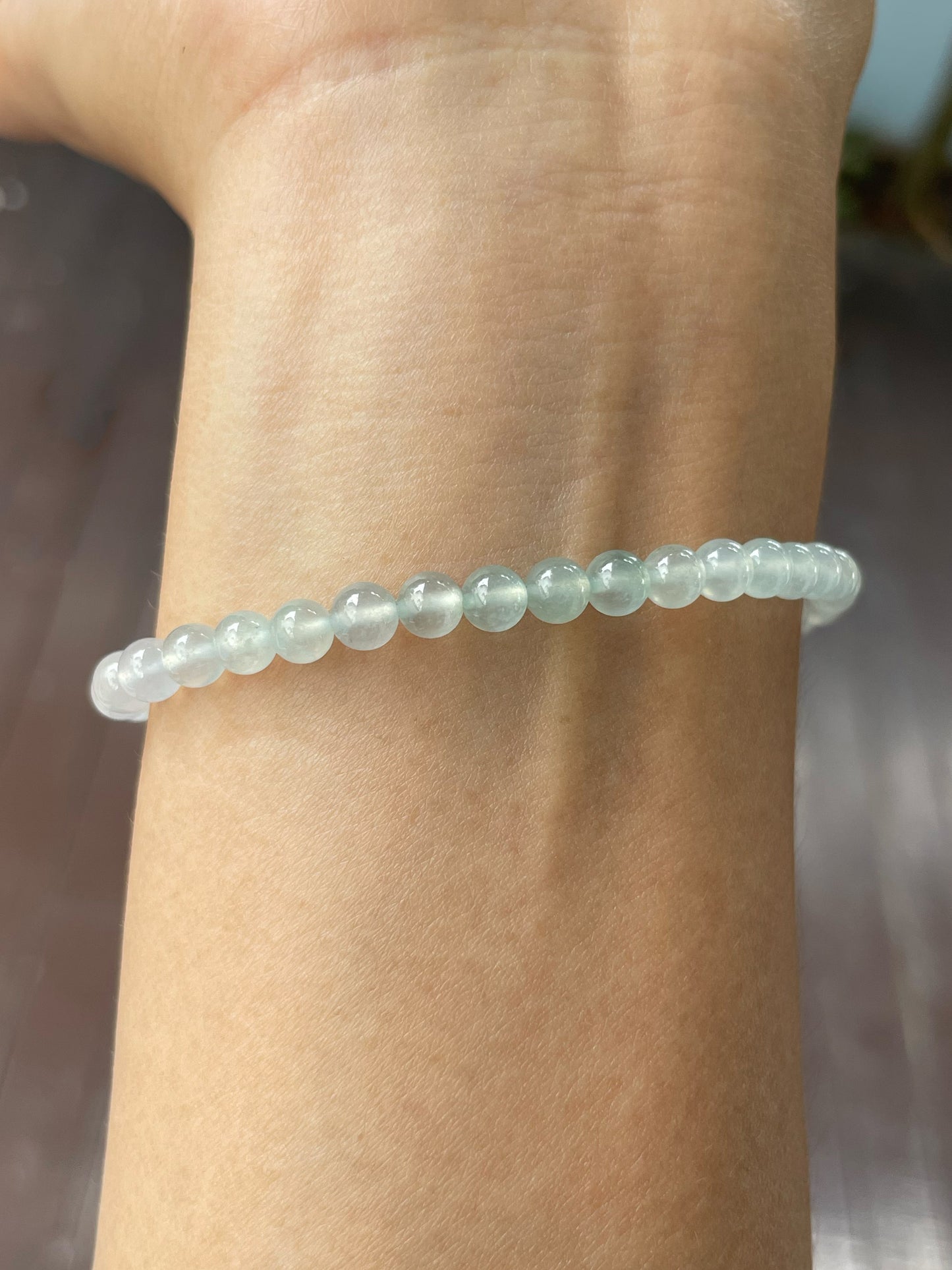 Icy Jadeite Bracelet - Round Beads (NJBA144)