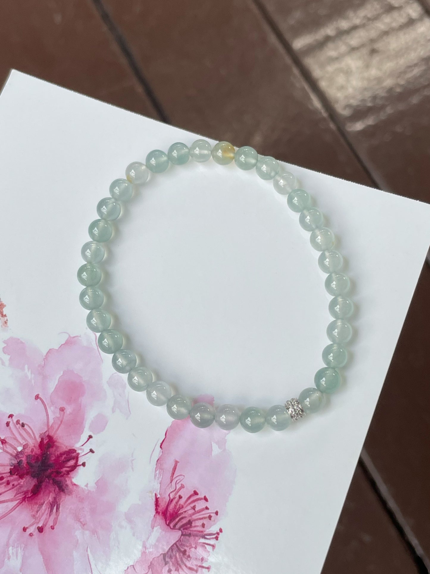 Glassy Jadeite Bracelet - Round Beads (NJBA147)