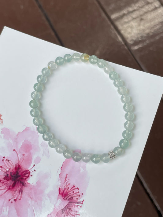 Glassy Jadeite Bracelet - Round Beads (NJBA147)