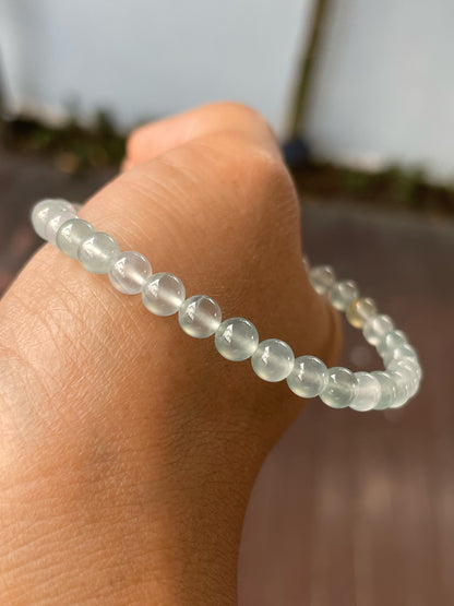 Glassy Jadeite Bracelet - Round Beads (NJBA147)