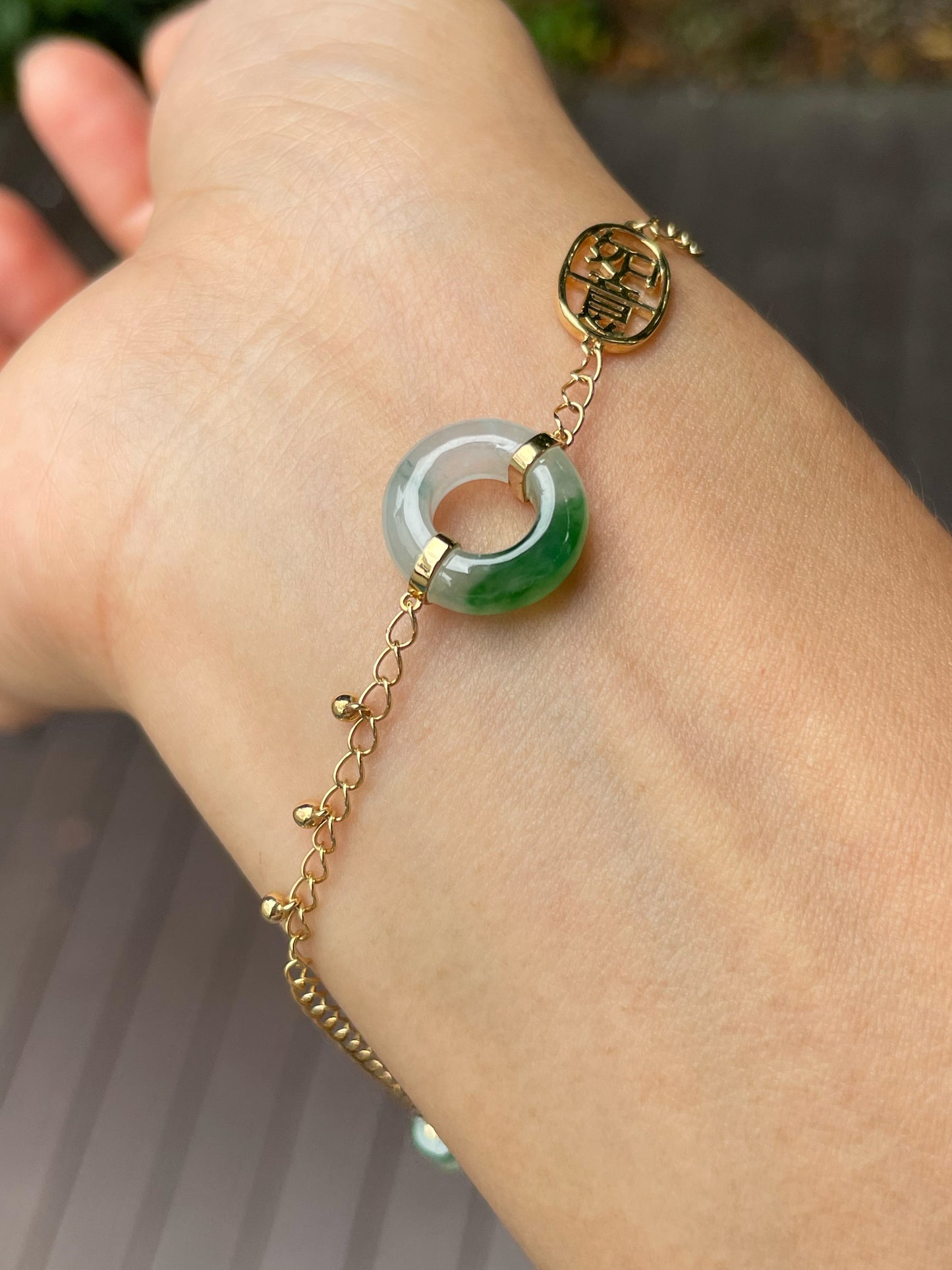 Green Jadeite Anklet / Bracelet - 母子扣 (NJBA148)