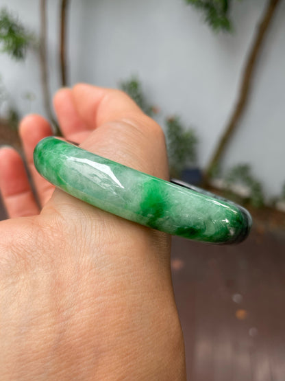 Green With Black Jade Bangle | 58mm (NJBA151)