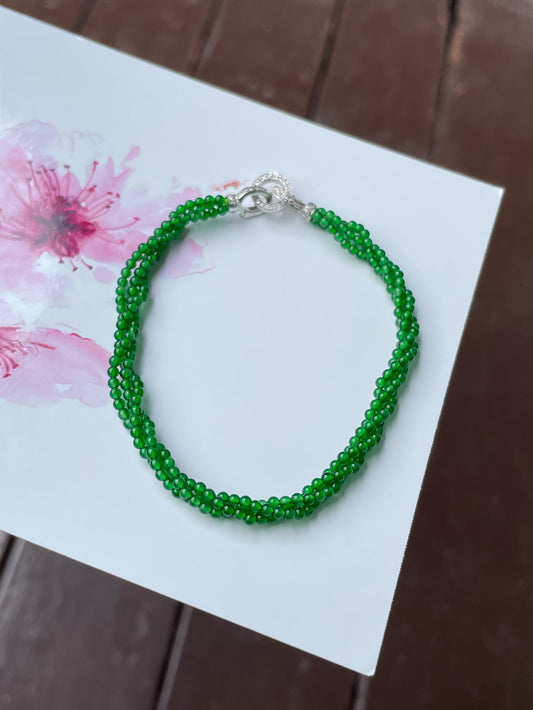 Green Jade Bracelet - Round Beads (NJBA153)