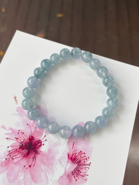 Bluish Lavender Jade Bracelet - Round Beads (NJBA158)