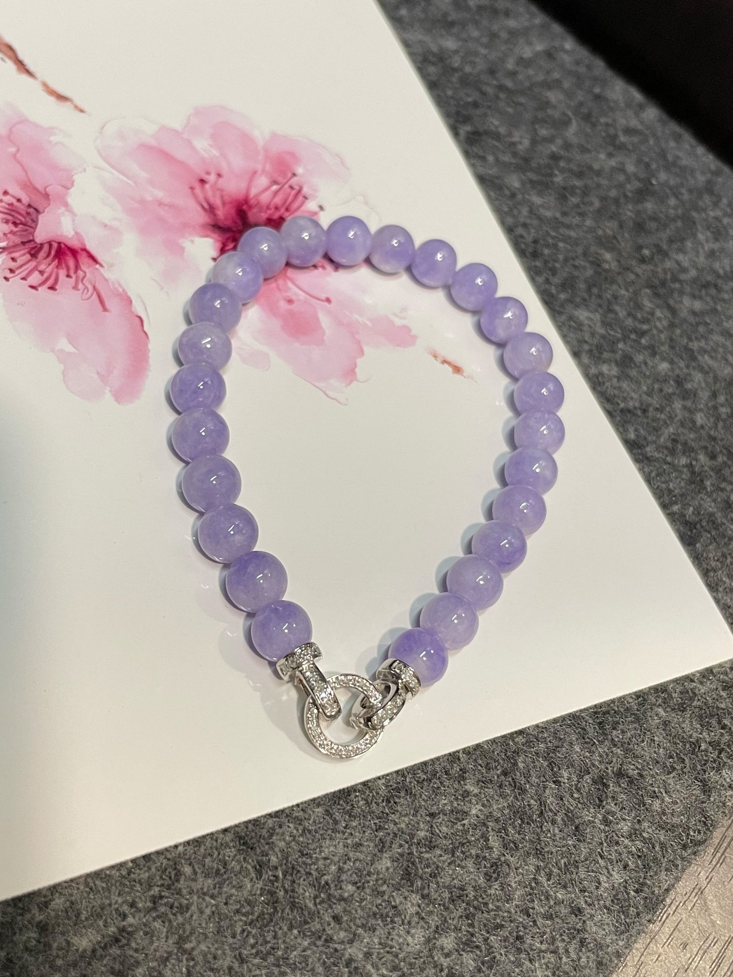 Lavender Jade Bracelet - Round Beads (NJBA161)