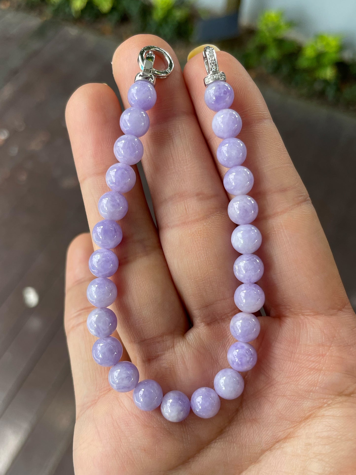 Lavender Jade Bracelet - Round Beads (NJBA161)