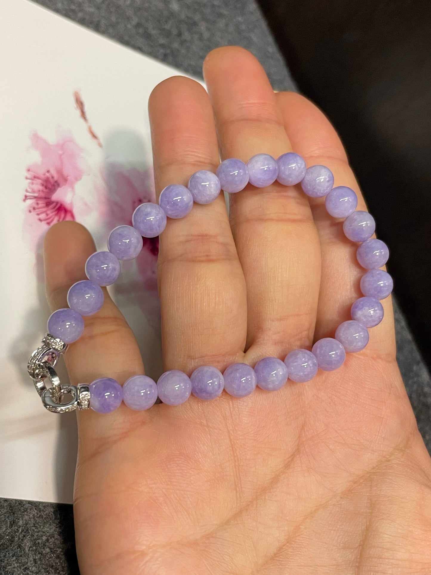 Lavender Jade Bracelet - Round Beads (NJBA161)