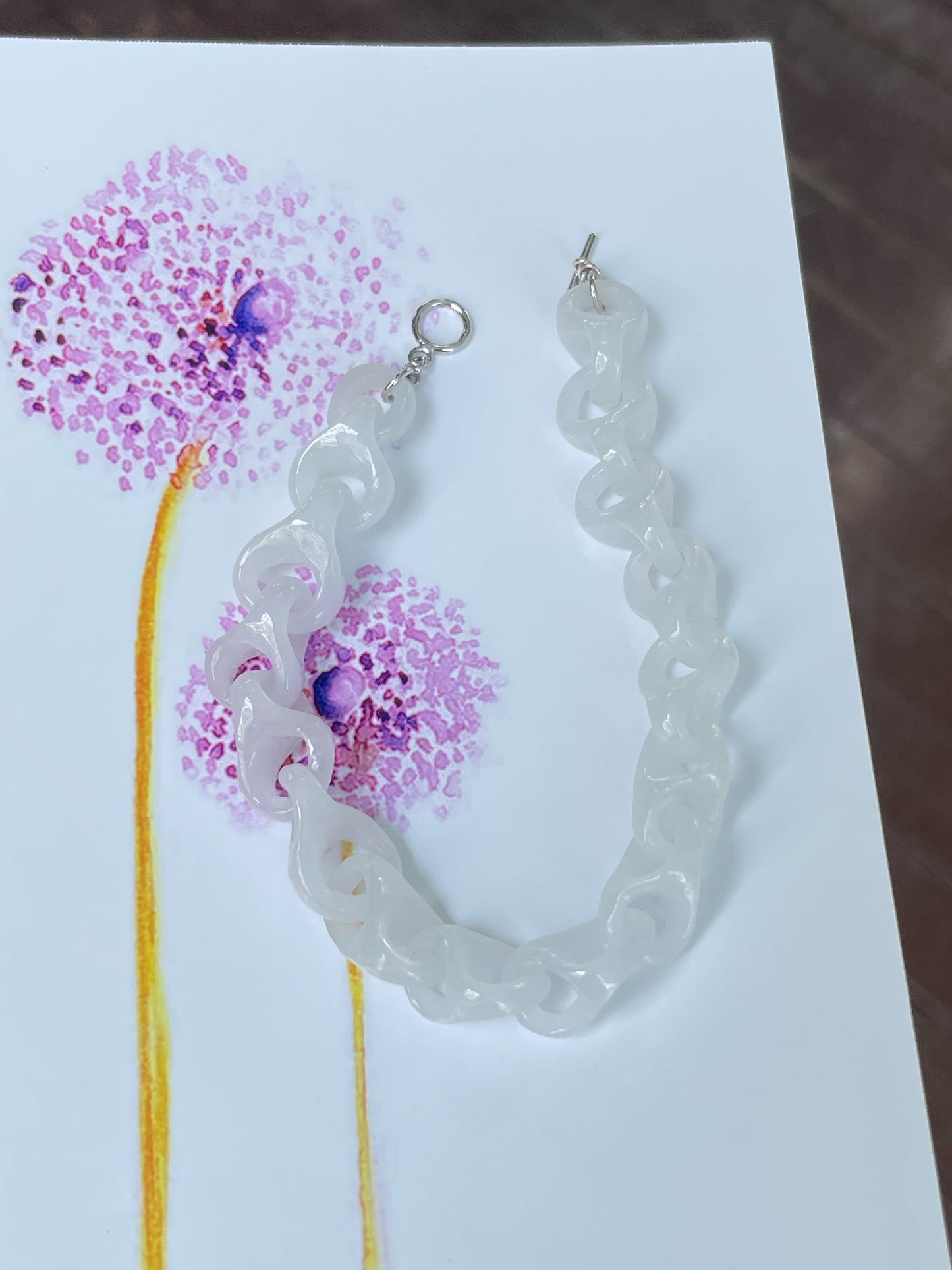 White Jadeite Bracelet - Interlocking Chain (NJBA166)