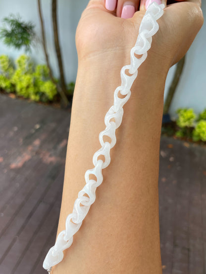 White Jadeite Bracelet - Interlocking Chain (NJBA166)